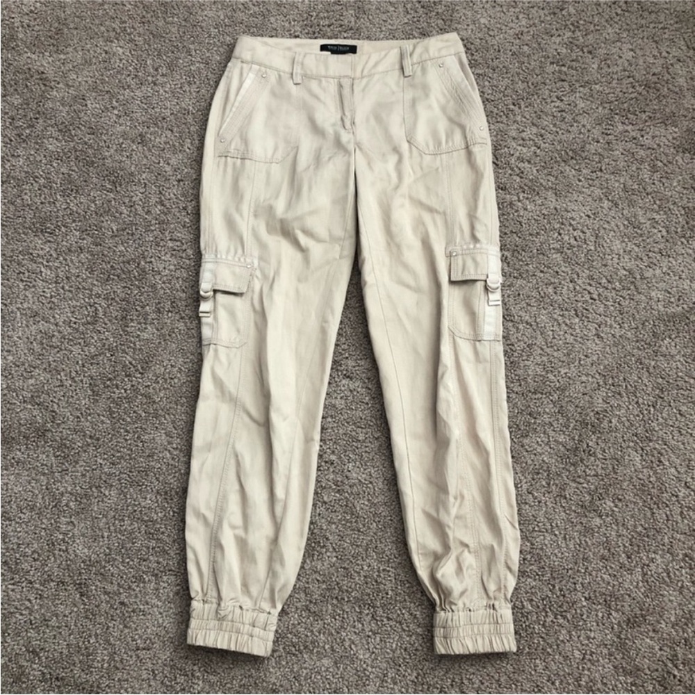 White House Black Market WHBM Beige Cargo Jogger Pants Size 6